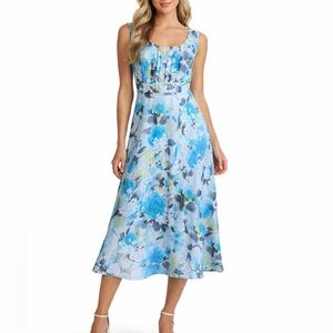 CB Established 1962 Floral Chiffon Dress Lined Sleeveless Party SZ 18 W